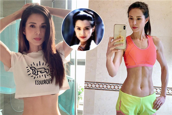 李若彤“小龙女”风采不减当年，健身竟然练成了六块腹肌(图5)